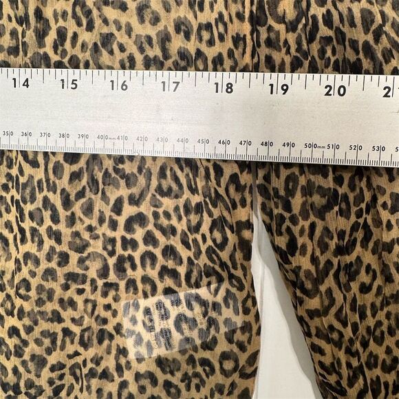 J. Crew Ruffle button-up shirt in leopard-print crinkle chiffon Sheer 6 Mobwife - Picture 7 of 11